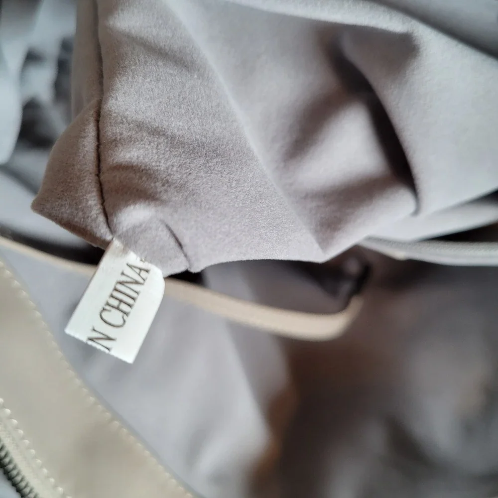 Gunas New York Womens Ruth Canvas Double Handle Large Tote Bag Pouch Stone Beige